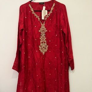 Elegant Red Embroidered Dress